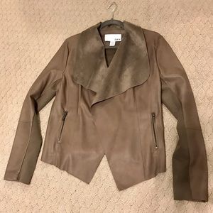 Taupe vegan leather jacket